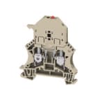 WEIDMULLER - Morsetto componibile portafusibile, collegamento a vite, beige scuro, 6 mm², 6.3 A, 250 V, numero di collegamenti: 2, numero di piani: 1, TS 35, V-0, WSI 6/LD 250AC. 1012400000