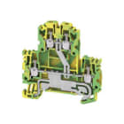 WEIDMULLER - Morsetto PE multistrato, Collegamento a vite, Verde/giallo, 2.5 mm², 800 V, Numero di collegamenti: 4, Numero di piani: 2, TS 35, V-0, Wemid WDK 2.5N PE.
