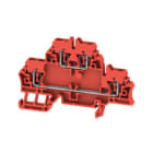 WEIDMULLER - Morsetto componibile a più piani, molla autobloccante, rosso, 2.5 mm², 500 V, numero di collegamenti: 4, numero di piani: 2, TS 35, V-0, Wemid ZDK 2.5 RT.