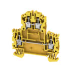 WEIDMULLER - Morsetto componibile a più piani, collegamento a vite, giallo, 4 mm², 800 V, numero di collegamenti: 4, numero di piani: 2, TS 35, V-0, Wemid WDK 4N GE.