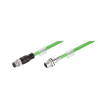 WEIDMULLER - Cavo PROFINET preconfezionato, Codificato D M12 flangia e pin diritto, 4 poli, Lunghezza 0.5 m, IE-C5DS4UG0005MBSMCS-E.