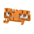 WEIDMULLER - Morsettiera passante PUSH IN arancione 2.5 mm² 24 A 800 V Numero di collegamenti: 3 Numero di piani: 1 TS 35 V-0 Wemid 130 °C A3C 2.5 OR.