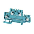 WEIDMULLER - Morsetto componibile a più piani, PUSH IN, blu, 2.5 mm², 800 V, Numero di collegamenti: 4, Numero di piani: 2, TS 35, V-0, Wemid A2T 2.5 BL.