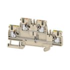 WEIDMULLER - Morsetto componibile a più piani, PUSH IN, Beige scuro, 2.5 mm², 800 V, Numero di collegamenti: 4, Numero di piani: 2, TS 35, V-0, Wemid A2T 2.5 FT-PE.