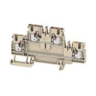 WEIDMULLER - Morsetto componibile a più piani, PUSH IN, Beige scuro, 2.5 mm², 800 V, Numero di collegamenti: 4, Numero di piani: 2, TS 35, V-0, Wemid A2T 2.5 VL.
