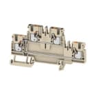 WEIDMULLER - Morsetto componibile a più piani, PUSH IN, Beige scuro, 2.5 mm², 800 V, Numero di collegamenti: 4, Numero di piani: 2, TS 35, V-0, Wemid A2T 2.5 VL.