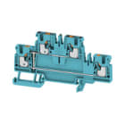 WEIDMULLER - Morsetto componibile a più piani, PUSH IN, blu, 2.5 mm², 800 V, Numero di collegamenti: 4, Numero di piani: 2, TS 35, V-0, Wemid A2T 2.5 VL BL.