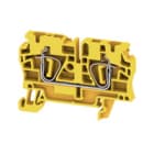 WEIDMULLER - Morsettiera passante gialla, molla autobloccante per 2 collegamenti, 4 mm², 32 A, 800 V, TS 35, V-0, Wemid resistente fino a 120 °C. ZDU 4 GE.