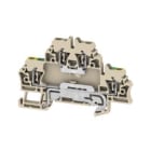 WEIDMULLER - Morsetto componibile a più piani, molla autobloccante, beige scuro, 2.5 mm², 500 V, numero di collegamenti: 4, numero di piani: 2, TS 35, V-0, Wemid ZDK 2.5DU-PE.