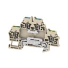 WEIDMULLER - Morsetto componibile a più piani, molla autobloccante, beige scuro, 2.5 mm², 500 V, numero di collegamenti: 4, numero di piani: 2, TS 35, V-0, Wemid ZDK 2.5N-PE.