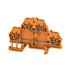 WEIDMULLER - Morsetto componibile a più piani, molla autobloccante, arancione, 2.5 mm², 500 V, numero di collegamenti: 4, numero di piani: 2, TS 35, V-0, Wemid ZDK 2.5 OR.