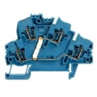 WEIDMULLER - Morsetto componibile a più piani, molla autobloccante, blu, 2.5 mm², 800 V, numero di collegamenti: 4, numero di piani: 2, TS 35, V-0, Wemid ZDK 2.5-2V BL.