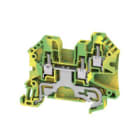 WEIDMULLER - Morsetto PE, Collegamento a vite, Verde/giallo, 4 mm², 800 V, Numero di collegamenti: 2, Numero di piani: 1, TS 35, V-0, Wemid WPE 4/ZR.