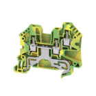 WEIDMULLER - Morsetto PE, Collegamento a vite, Verde/giallo, 4 mm², 800 V, Numero di collegamenti: 2, Numero di piani: 1, TS 35, V-0, Wemid WPE 4/ZR.