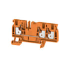 WEIDMULLER - Morsettiera passante PUSH IN arancione 4 mm² 32 A 800 V Numero di collegamenti: 3 Numero di piani: 1 TS 35 V-0 Wemid 130 °C A3C 4 OR.