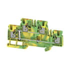 WEIDMULLER - Morsetto PE multistrato PUSH IN Verde/giallo 4 mm² 800 V Numero di collegamenti: 4 Numero di piani: 2 TS 35 V-0 Wemid A2T 4 PE.