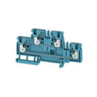 WEIDMULLER - Morsetto componibile a più piani, PUSH IN, blu, 4 mm², 800 V, Numero di collegamenti: 4, Numero di piani: 2, TS 35, V-0, Wemid A2T 4 BL.