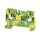 WEIDMULLER - Morsetto PE PUSH IN Verde/giallo 2.5 mm² 800 V Numero di collegamenti: 2 Numero di piani: 1 TS 35 V-0 Wemid A2C 2.5 PE DL