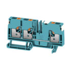 WEIDMULLER - Morsettiera passante PUSH IN blu 6 mm² 41 A 800 V Numero di collegamenti: 3 Numero di piani: 1 TS 35 V-0 Wemid 130 °C A3C 6 DL BL.