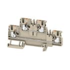 WEIDMULLER - Morsetto componibile a più piani, PUSH IN, Beige scuro, 2.5 mm², 800 V, Numero di collegamenti: 4, Numero di piani: 2, TS 35, V-0, Wemid A2T 2.5 DL.