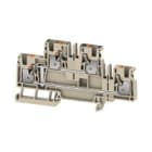WEIDMULLER - Morsetto componibile a più piani, PUSH IN, Beige scuro, 4 mm², 800 V, Numero di collegamenti: 4, Numero di piani: 2, TS 35, V-0, Wemid A2T 4 VL DL.