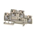 WEIDMULLER - Morsetto componibile a più piani, PUSH IN, Beige scuro, 4 mm², 800 V, Numero di collegamenti: 4, Numero di piani: 2, TS 35, V-0, Wemid A2T 4 VL DL.