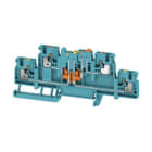 WEIDMULLER - Morsetto sezionatore di prova PUSH IN blu 2.5 mm² 16 A 400 V Numero di collegamenti: 4 Numero di piani: 2 TS 35 V-0 Wemid A2T 2.5 DT/DT BL.