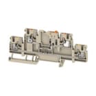 WEIDMULLER - Morsetto sezionatore di prova, PUSH IN, Beige scuro, 2.5 mm², 16 A, 800 V, Numero di collegamenti: 4, Numero di piani: 2, TS 35, V-0, Wemid A2T 2.5 DT/FT.