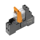 WEIDMULLER - Modulo a relè 24VDC con LED verde, diodo a corsa libera e 1 contatto di scambio (AgNi) 250VAC 16A. Collegamento a vite e tasto di prova incluso.