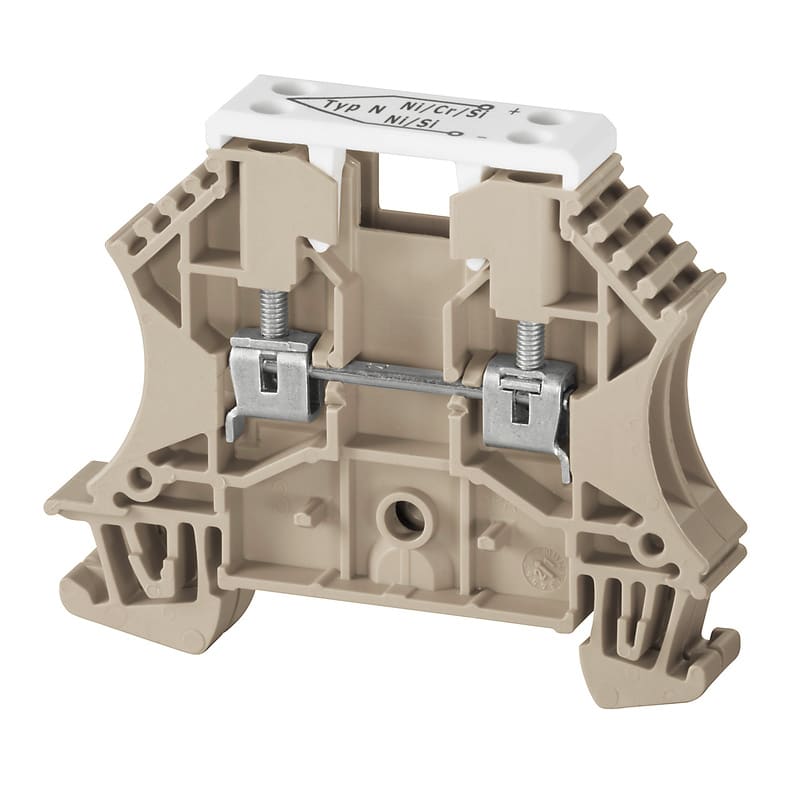 WEIDMULLER - Morsetto per termocoppia, Collegamento a vite, Beige scuro, 2.5 mm², 55 V, Numero di collegamenti: 2, Numero di piani: 1, TS 35, V-0, Wemid