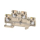 WEIDMULLER - Morsetto componibile a più piani, PUSH IN, Beige scuro, 2.5 mm², 800 V, Numero di collegamenti: 4, Numero di piani: 2, TS 35, V-0