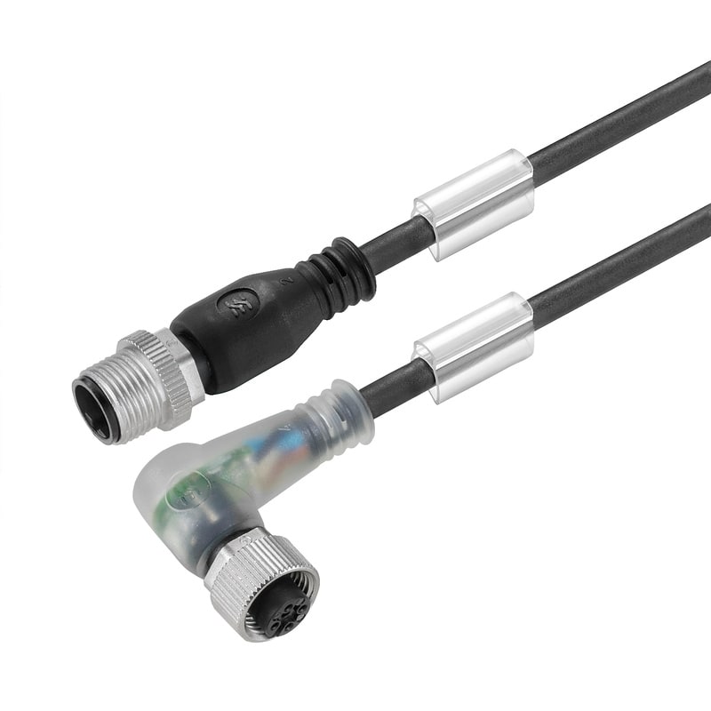 WEIDMULLER - Cavi sensore-attuatore, M12 / M12, Numero di poli: 4, 1 m, perno, dritto - presa, 90°, LED: Sì, Schermato: No