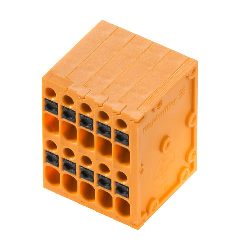WEIDMULLER - Morsetto per circuito stampato, 200 V, 17.5 A, Passo in mm: 3.50, 1.5 mm², Numero di poli: 10, PUSH IN con attuatore, Collegamento a saldare THT, 90°,