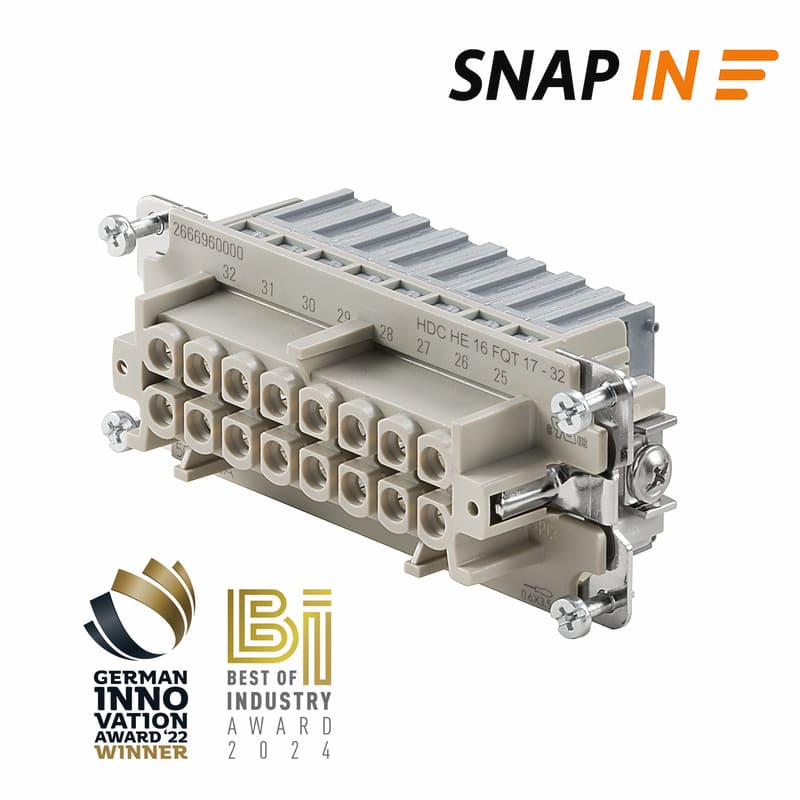 WEIDMULLER - Inserto di contatto (Connettori a innesto industriali), Femmina, 500 V, 16 A, Numero di poli: 16, SNAP IN, Dimensioni di installazione: 6