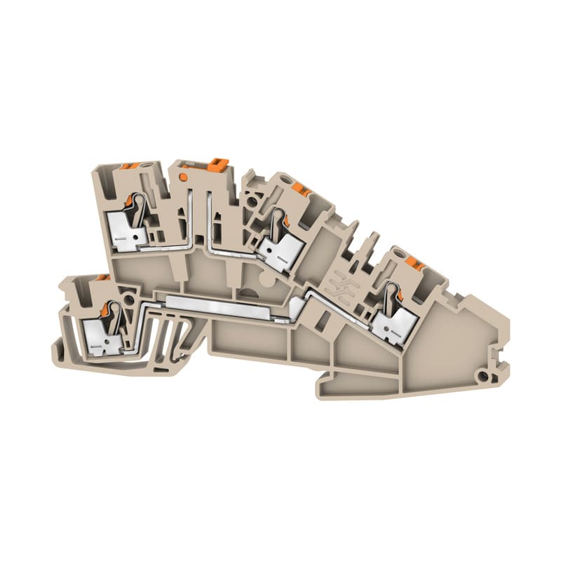 WEIDMULLER - Morsetto da installazione multi piano, PUSH IN, Beige scuro, 2.5 mm², 24 A, 400 V, Numero di collegamenti: 4, Numero di piani: 2