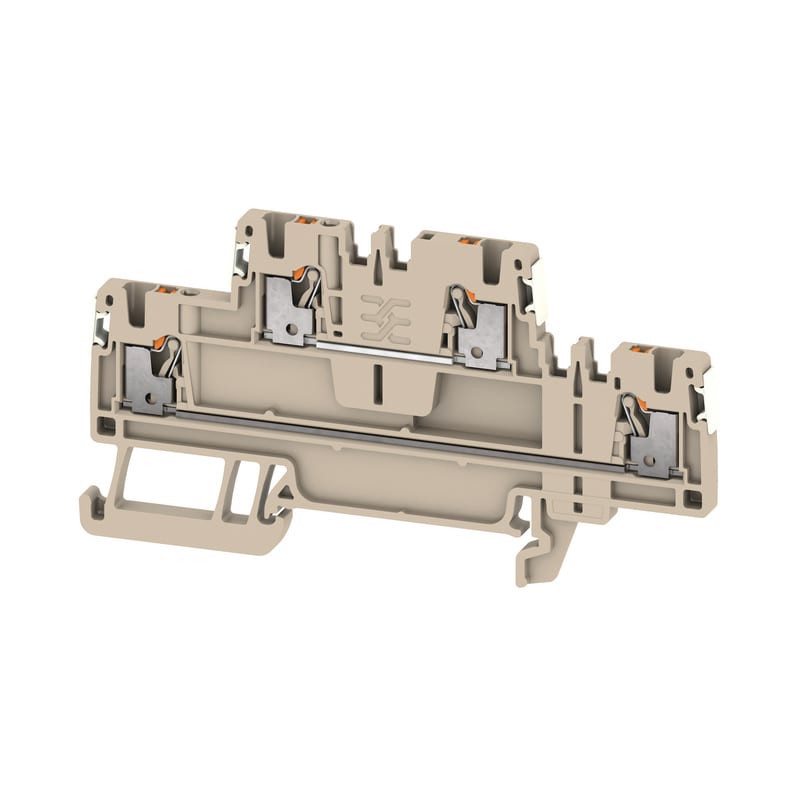 WEIDMULLER - Morsetto componibile a più piani, PUSH IN, Beige scuro, 1.5 mm², 500 V, Numero di collegamenti: 4, Numero di piani: 2, TS 35, V-0