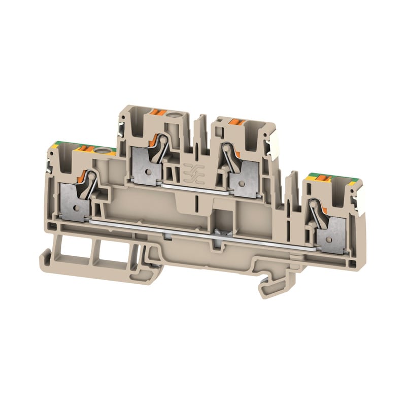 WEIDMULLER - Morsetto componibile a più piani, PUSH IN, Beige scuro, 4 mm², 800 V, Numero di collegamenti: 4, Numero di piani: 2, TS 35, V-0