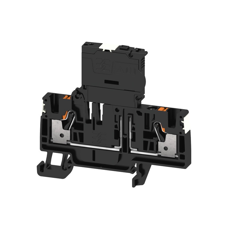 WEIDMULLER - Morsetto componibile portafusibile, PUSH IN, nero, 4 mm², 6.3 A, 400 V, Numero di collegamenti: 2, Numero di piani: 1, TS 35