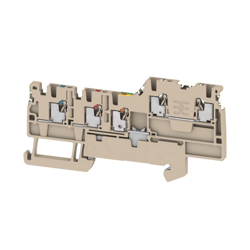 WEIDMULLER - Morsetto componibile per sensori e attuatori, PUSH IN, Beige scuro, 1.5 mm², 13.5 A, 250 V, Numero di collegamenti: 5, Numero di piani: 2, TS 35