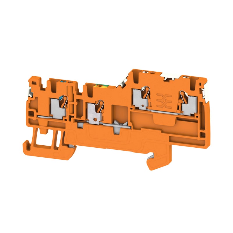 WEIDMULLER - Morsetto componibile per sensori e attuatori, PUSH IN, arancione, 1.5 mm², 13.5 A, 250 V, Numero di collegamenti: 4, Numero di piani: 2, TS 35