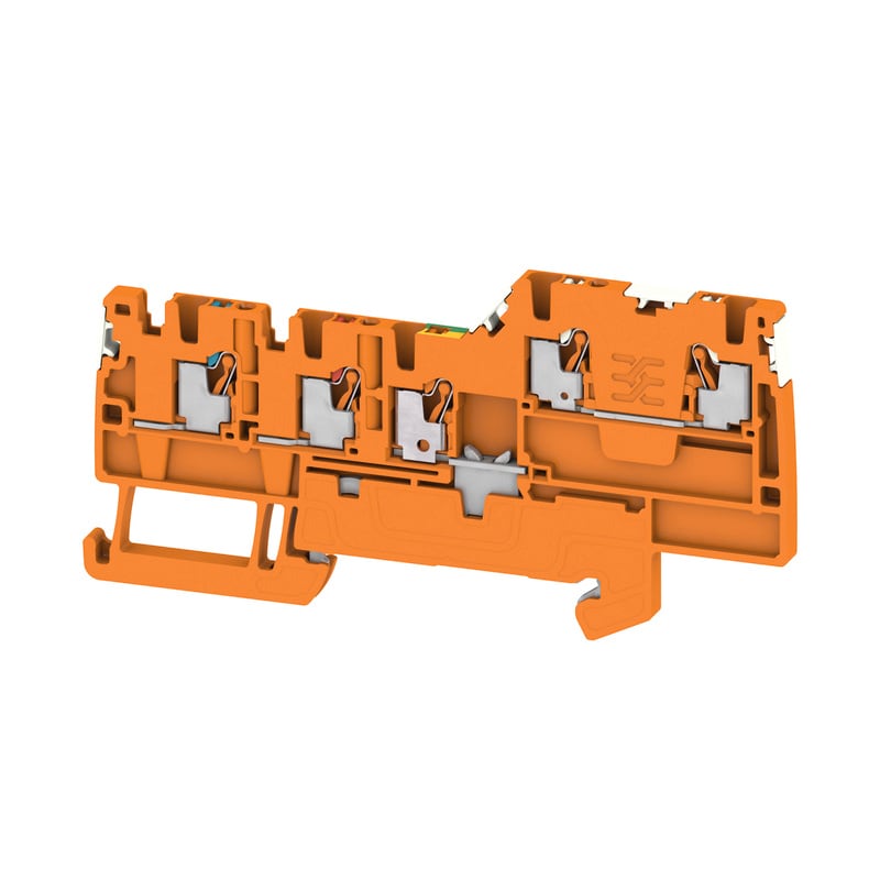 WEIDMULLER - Morsetto componibile per sensori e attuatori, PUSH IN, arancione, 1.5 mm², 13.5 A, 250 V, Numero di collegamenti: 5, Numero di piani: 2, TS 35