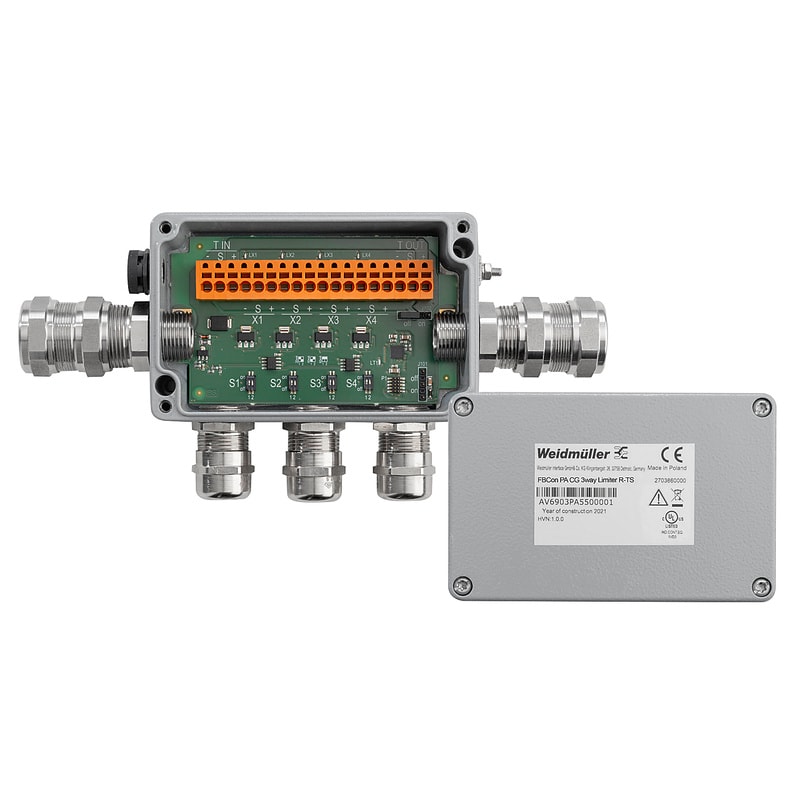 WEIDMULLER - Ripartitore bus di campo, Ripartitore a 3 canali LIMITER, Materiale base della custodia: Alluminio, Aluminum, Profibus PA, Fieldbus Foundation