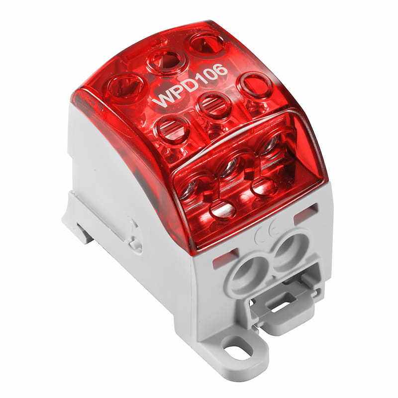 WEIDMULLER - Morsetto ripartitore di potenziale, Collegamento a vite, rosso, 70 mm², 215 A, 1000 V, Numero di collegamenti: 6, Numero di piani: 1