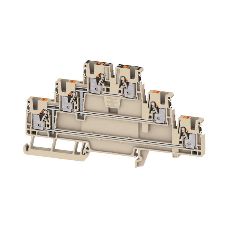 WEIDMULLER - Morsetto componibile a più piani, PUSH IN, Beige scuro, 2.5 mm², 800 V, Numero di collegamenti: 6, Numero di piani: 3, TS 35, V-0