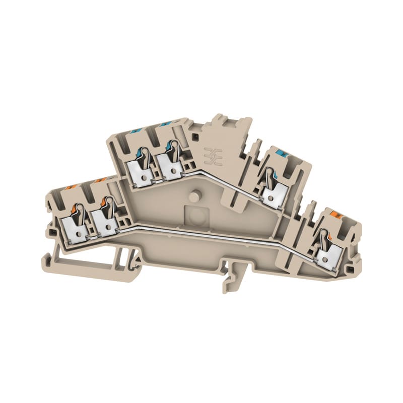 WEIDMULLER - Morsetto componibile a più piani, PUSH IN, Beige scuro, 2.5 mm², 800 V, Numero di collegamenti: 6, Numero di piani: 2, TS 35, V-0