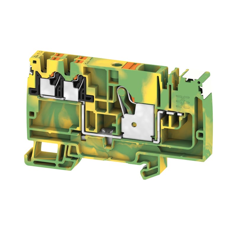 WEIDMULLER - Morsetto d'alimentazione, PUSH IN, Verde/giallo, 10 mm², 57 A, 800 V, Numero di collegamenti: 1, Numero di piani: 1, TS 35, V-0, Wemid