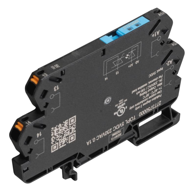 WEIDMULLER - Relè a stato solido, 5 V DC ±20 %, Protezione contro l'inversione di polarità, diodo, Diodo soppressore, 230 V AC, 0,1 A, PUSH IN