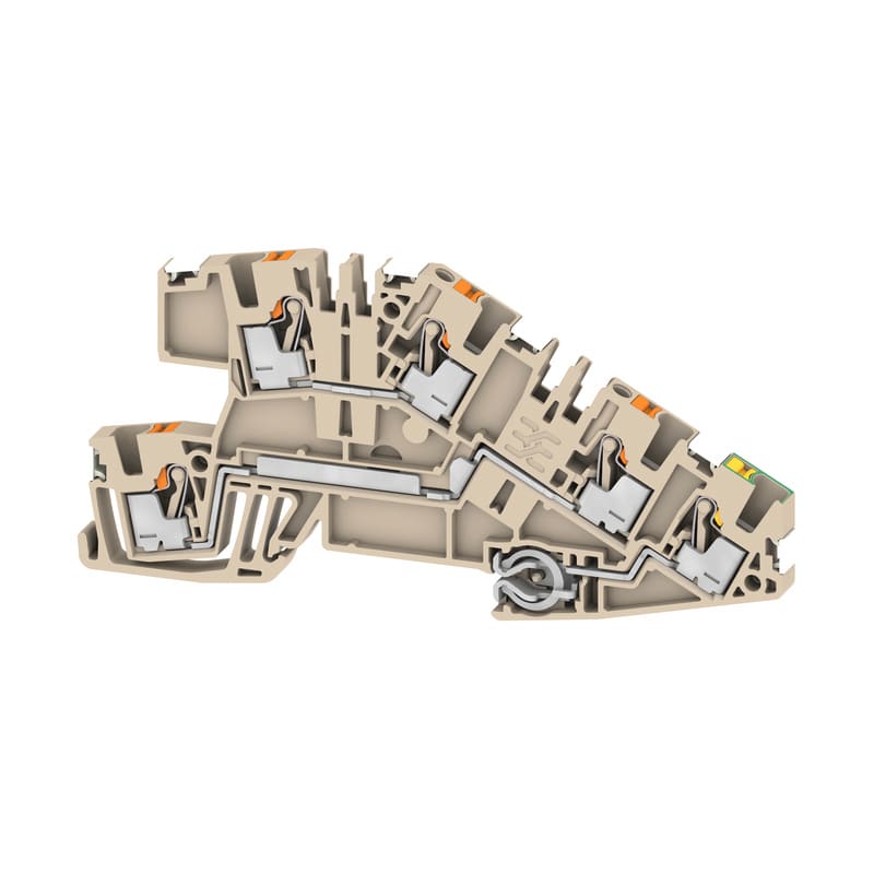 WEIDMULLER - Morsetto da installazione multi piano, PUSH IN, Beige scuro, 2.5 mm², 24 A, 250 V, Numero di collegamenti: 5, Numero di piani: 3