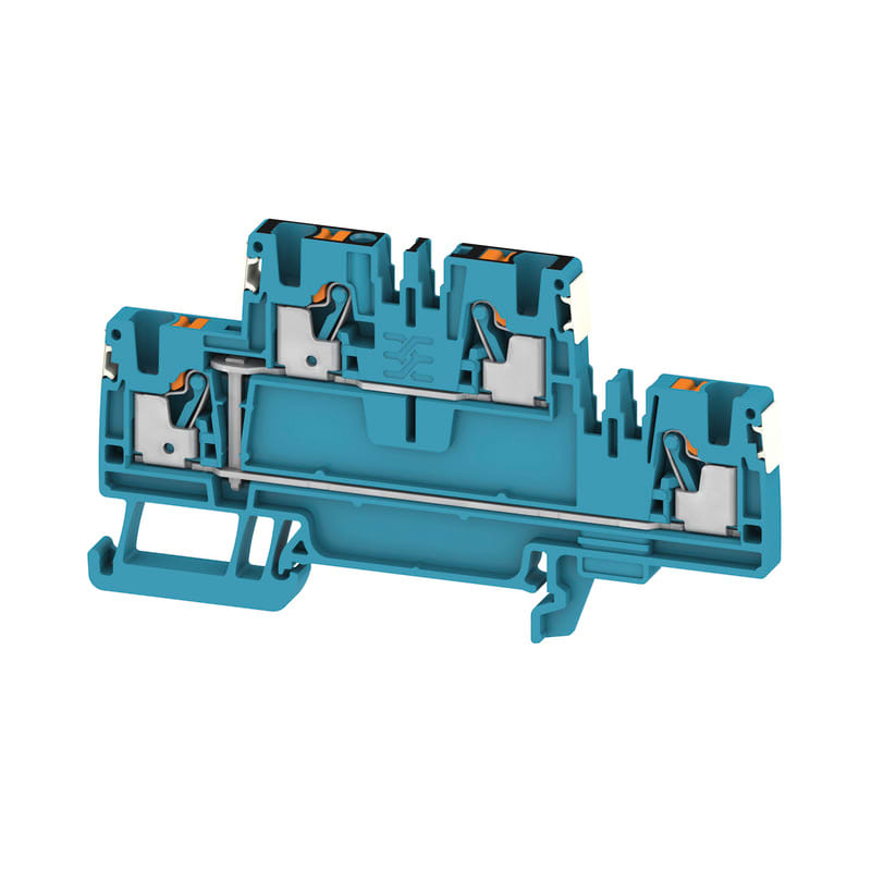 WEIDMULLER - Morsetto componibile a più piani, PUSH IN, blu, 2.5 mm², 800 V, Numero di collegamenti: 4, Numero di piani: 2, TS 35, V-0