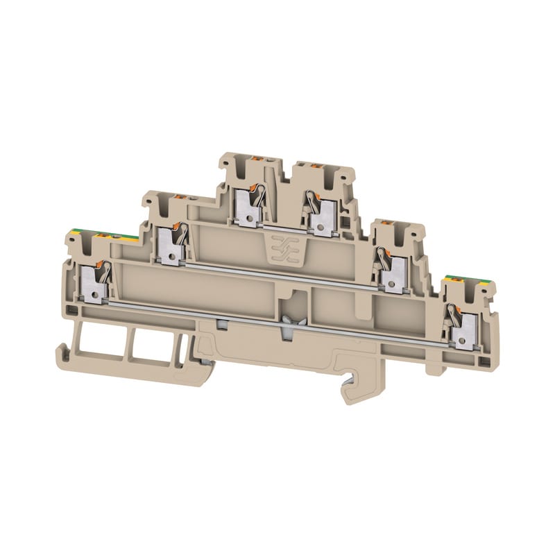 WEIDMULLER - Morsetto componibile a più piani, PUSH IN, Beige scuro, 1.5 mm², 500 V, Numero di collegamenti: 6, Numero di piani: 3, TS 35, V-0